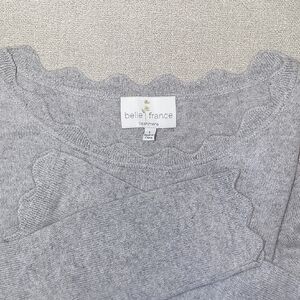 BELLE FRANCE 100 % Cashmere Women's Knit Light Gray Sweater L. Coquette/ Boho.